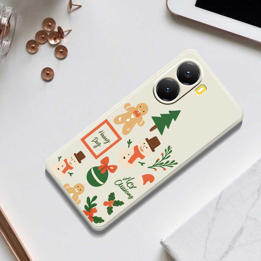 For Xiaomi Redmi Turbo 4 5G  /  Poco X7 Pro 5G Case Christmas Snowman Pattern Printing Straight Edge TPU Phone Back Cover