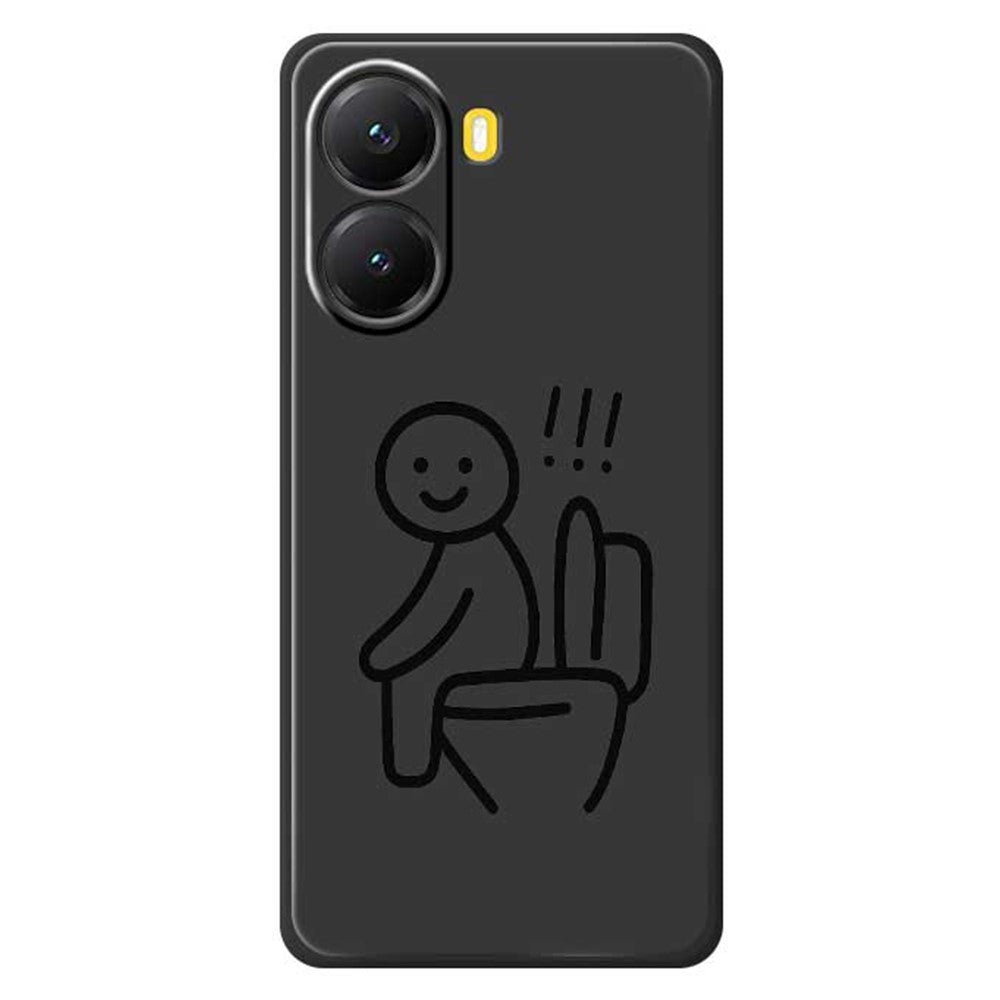 For Xiaomi Redmi Turbo 4 5G  /  Poco X7 Pro 5G Case Stickman Toilet Pattern Printing Straight Edge TPU Phone Back Cover