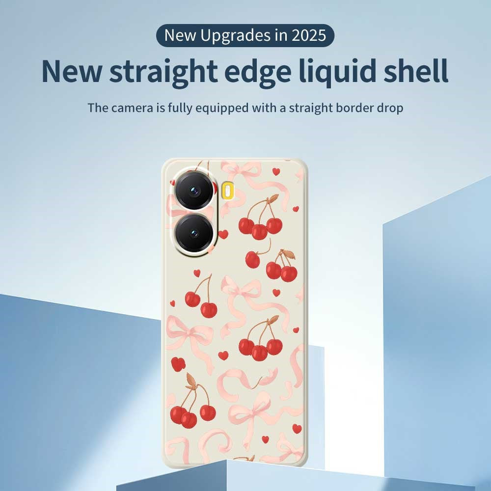 For Xiaomi Redmi Turbo 4 5G  /  Poco X7 Pro 5G Case Big Bow Cherry Pattern Printing Straight Edge TPU Phone Back Cover