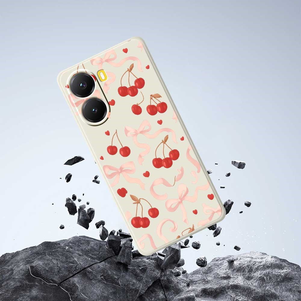 For Xiaomi Redmi Turbo 4 5G  /  Poco X7 Pro 5G Case Big Bow Cherry Pattern Printing Straight Edge TPU Phone Back Cover