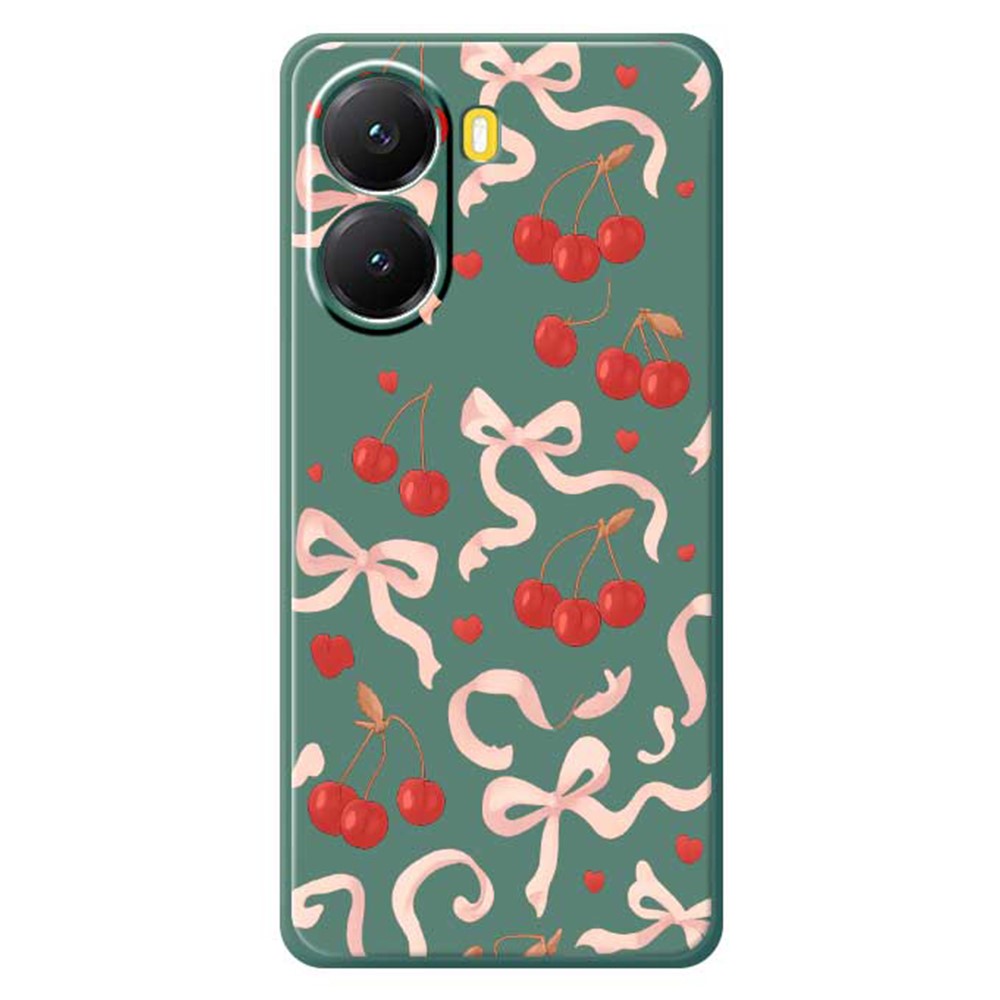 For Xiaomi Redmi Turbo 4 5G  /  Poco X7 Pro 5G Case Big Bow Cherry Pattern Printing Straight Edge TPU Phone Back Cover