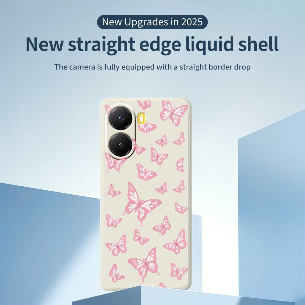 For Xiaomi Redmi Turbo 4 5G  /  Poco X7 Pro 5G Case Pink Butterflies Pattern Printing Straight Edge TPU Phone Back Cover