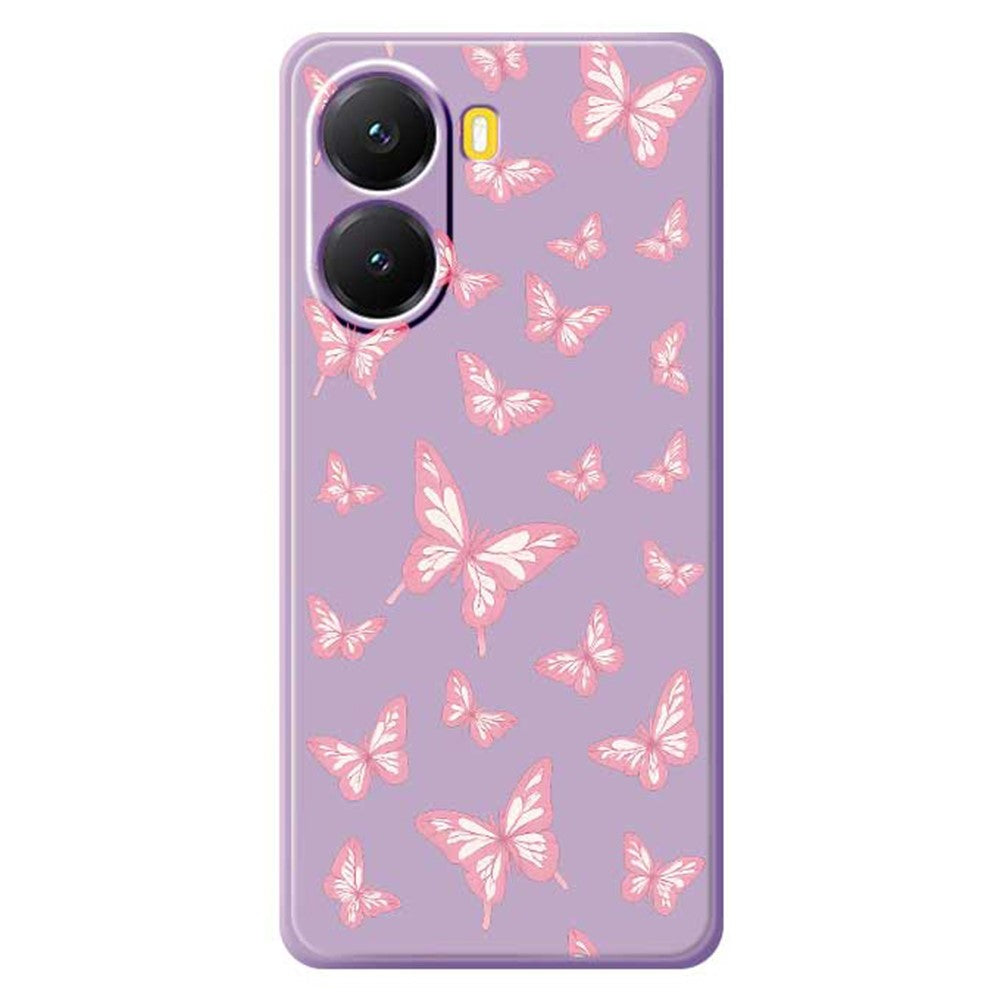 For Xiaomi Redmi Turbo 4 5G  /  Poco X7 Pro 5G Case Pink Butterflies Pattern Printing Straight Edge TPU Phone Back Cover