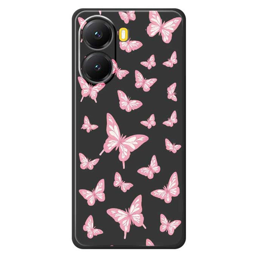 For Xiaomi Redmi Turbo 4 5G  /  Poco X7 Pro 5G Case Pink Butterflies Pattern Printing Straight Edge TPU Phone Back Cover