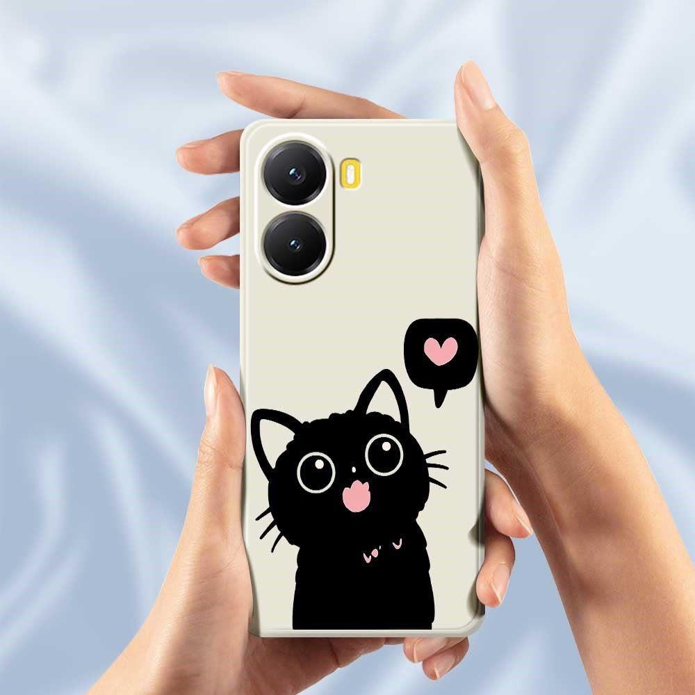 Xiaomi Redmi Turbo 4 5G / Poco X7 Pro 5G-skal med kärlek, svart kattmönster, rak kant, TPU-baksida