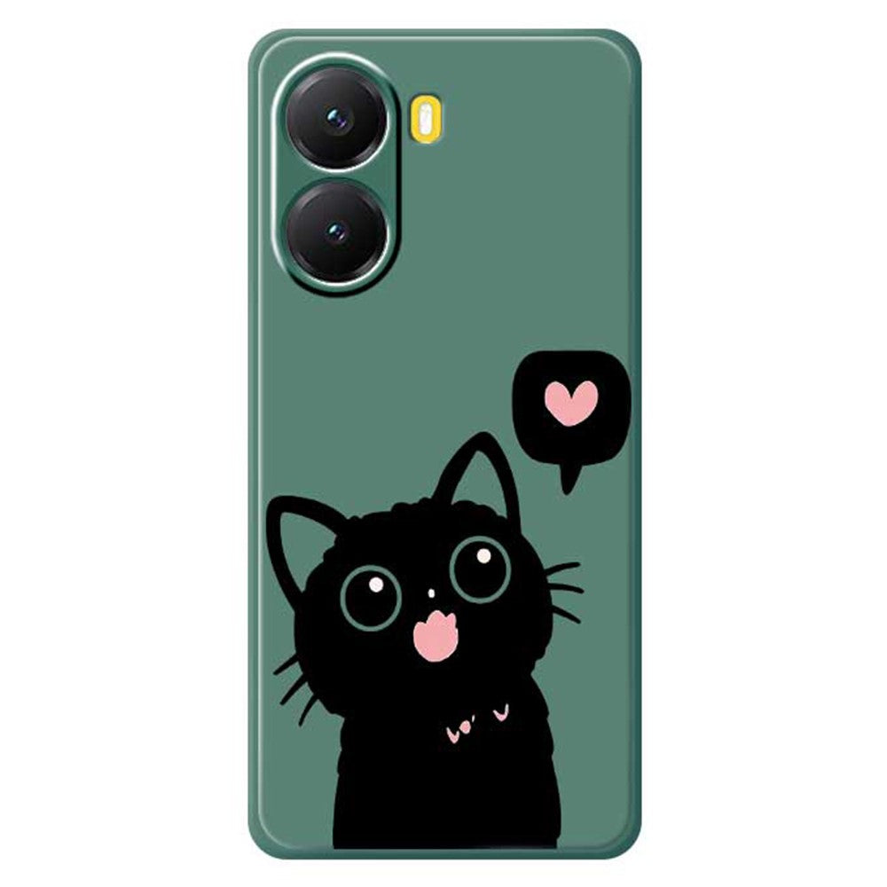 Xiaomi Redmi Turbo 4 5G / Poco X7 Pro 5G-skal med kärlek, svart kattmönster, rak kant, TPU-baksida