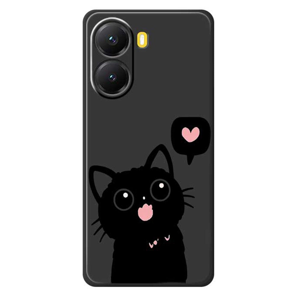 Xiaomi Redmi Turbo 4 5G / Poco X7 Pro 5G-skal med kärlek, svart kattmönster, rak kant, TPU-baksida