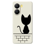 For Xiaomi Redmi Turbo 4 5G  /  Poco X7 Pro 5G Case Black Cat on the Wall Pattern Printing Straight Edge TPU Phone Back Cover