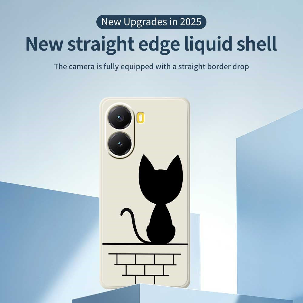 For Xiaomi Redmi Turbo 4 5G  /  Poco X7 Pro 5G Case Black Cat on the Wall Pattern Printing Straight Edge TPU Phone Back Cover