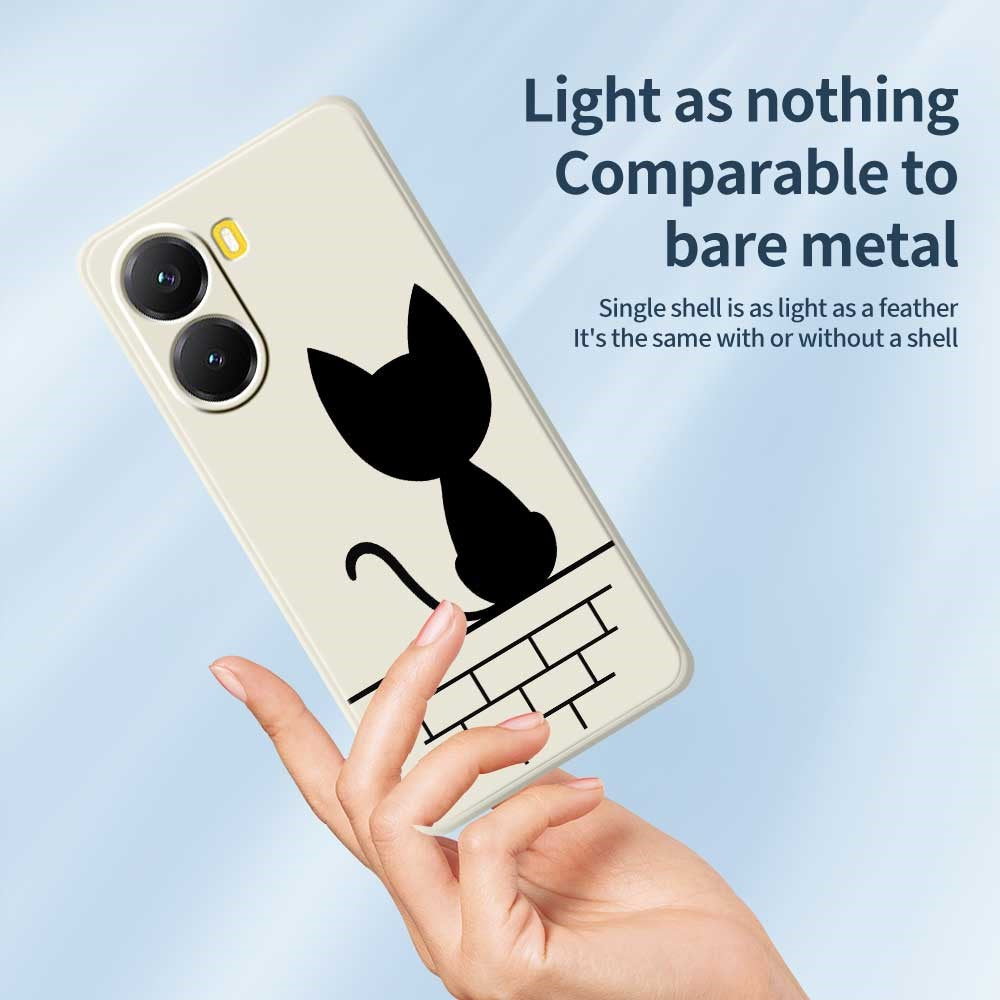 For Xiaomi Redmi Turbo 4 5G  /  Poco X7 Pro 5G Case Black Cat on the Wall Pattern Printing Straight Edge TPU Phone Back Cover