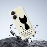 For Xiaomi Redmi Turbo 4 5G  /  Poco X7 Pro 5G Case Black Cat on the Wall Pattern Printing Straight Edge TPU Phone Back Cover