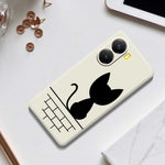 For Xiaomi Redmi Turbo 4 5G  /  Poco X7 Pro 5G Case Black Cat on the Wall Pattern Printing Straight Edge TPU Phone Back Cover