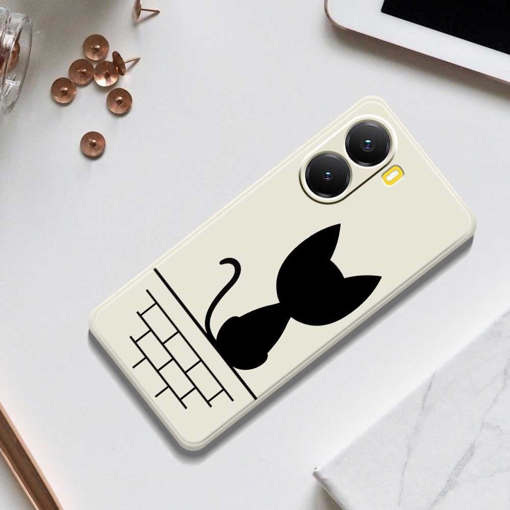 For Xiaomi Redmi Turbo 4 5G  /  Poco X7 Pro 5G Case Black Cat on the Wall Pattern Printing Straight Edge TPU Phone Back Cover