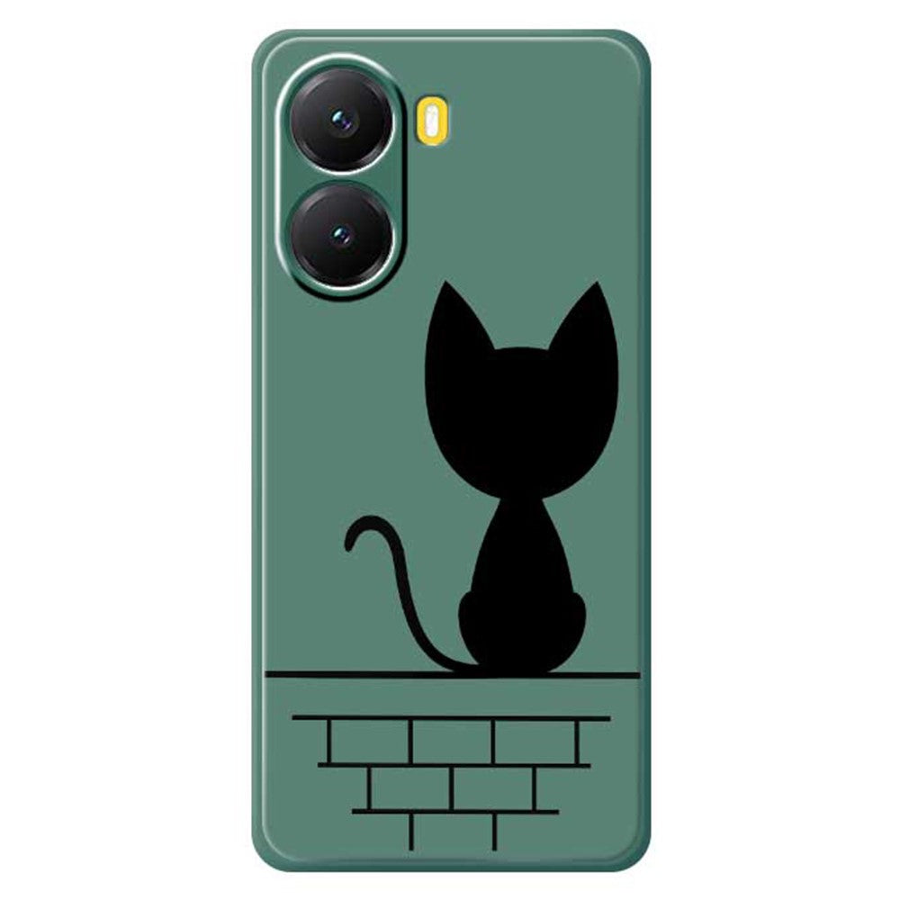 For Xiaomi Redmi Turbo 4 5G  /  Poco X7 Pro 5G Case Black Cat on the Wall Pattern Printing Straight Edge TPU Phone Back Cover