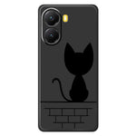 For Xiaomi Redmi Turbo 4 5G  /  Poco X7 Pro 5G Case Black Cat on the Wall Pattern Printing Straight Edge TPU Phone Back Cover