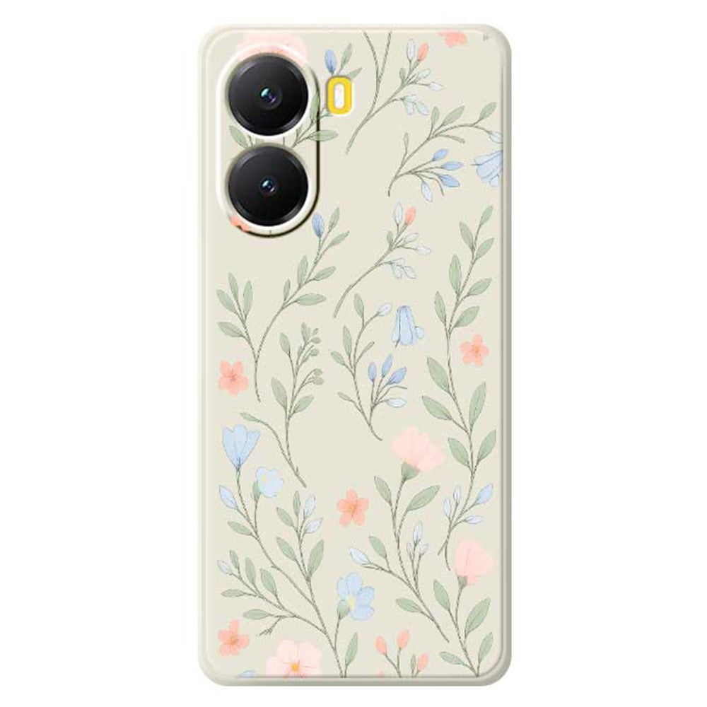 For Xiaomi Redmi Turbo 4 5G  /  Poco X7 Pro 5G Case Pink Blue Flowers Pattern Printing Straight Edge TPU Phone Back Cover