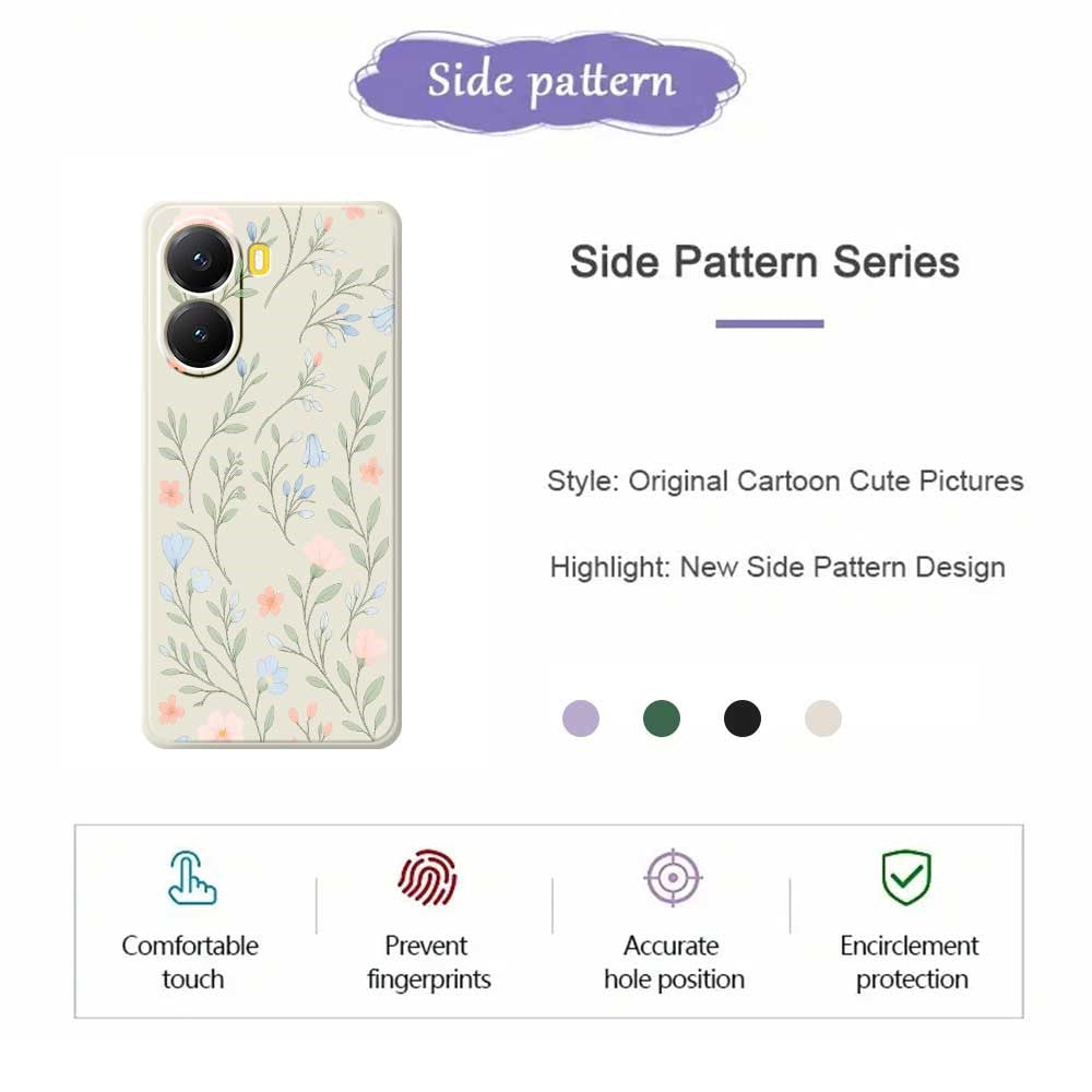 For Xiaomi Redmi Turbo 4 5G  /  Poco X7 Pro 5G Case Pink Blue Flowers Pattern Printing Straight Edge TPU Phone Back Cover