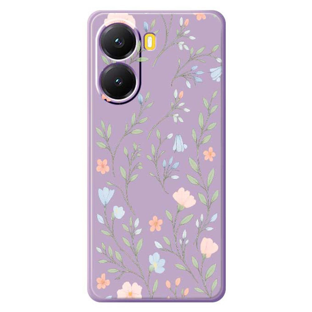 For Xiaomi Redmi Turbo 4 5G  /  Poco X7 Pro 5G Case Pink Blue Flowers Pattern Printing Straight Edge TPU Phone Back Cover