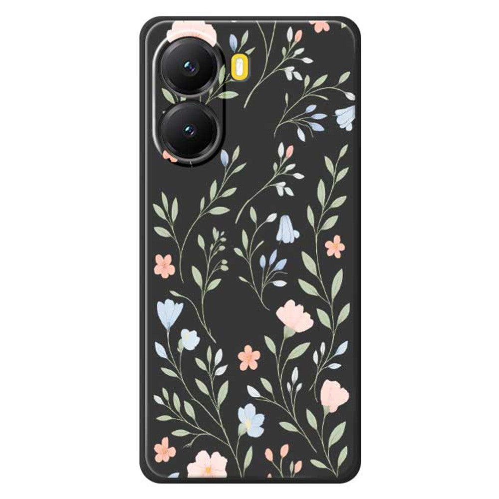 For Xiaomi Redmi Turbo 4 5G  /  Poco X7 Pro 5G Case Pink Blue Flowers Pattern Printing Straight Edge TPU Phone Back Cover