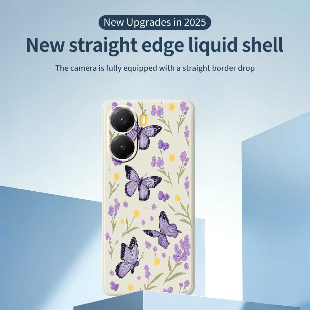 For Xiaomi Redmi Turbo 4 5G  /  Poco X7 Pro 5G Case Purple Butterflies Pattern Printing Straight Edge TPU Phone Back Cover