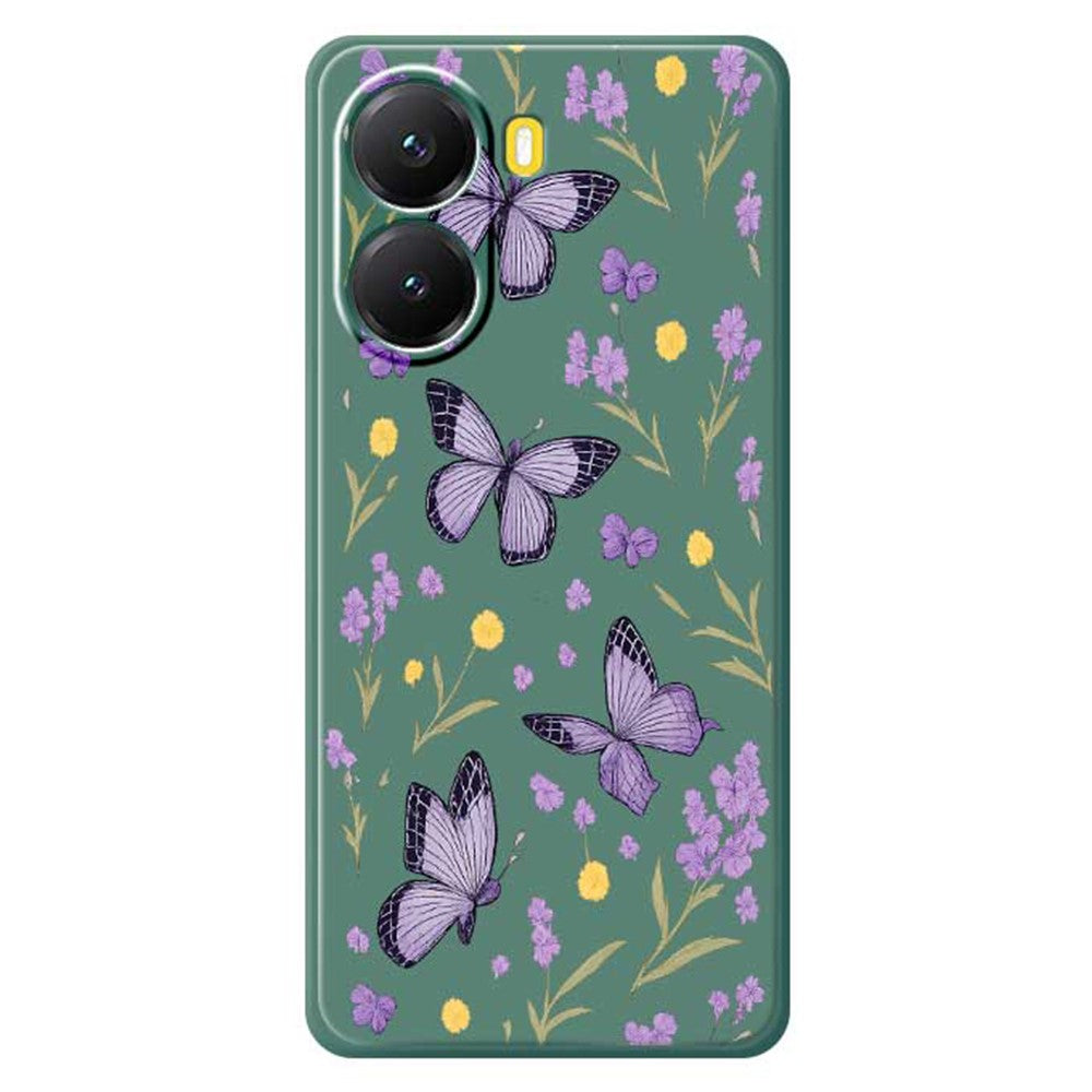 For Xiaomi Redmi Turbo 4 5G  /  Poco X7 Pro 5G Case Purple Butterflies Pattern Printing Straight Edge TPU Phone Back Cover