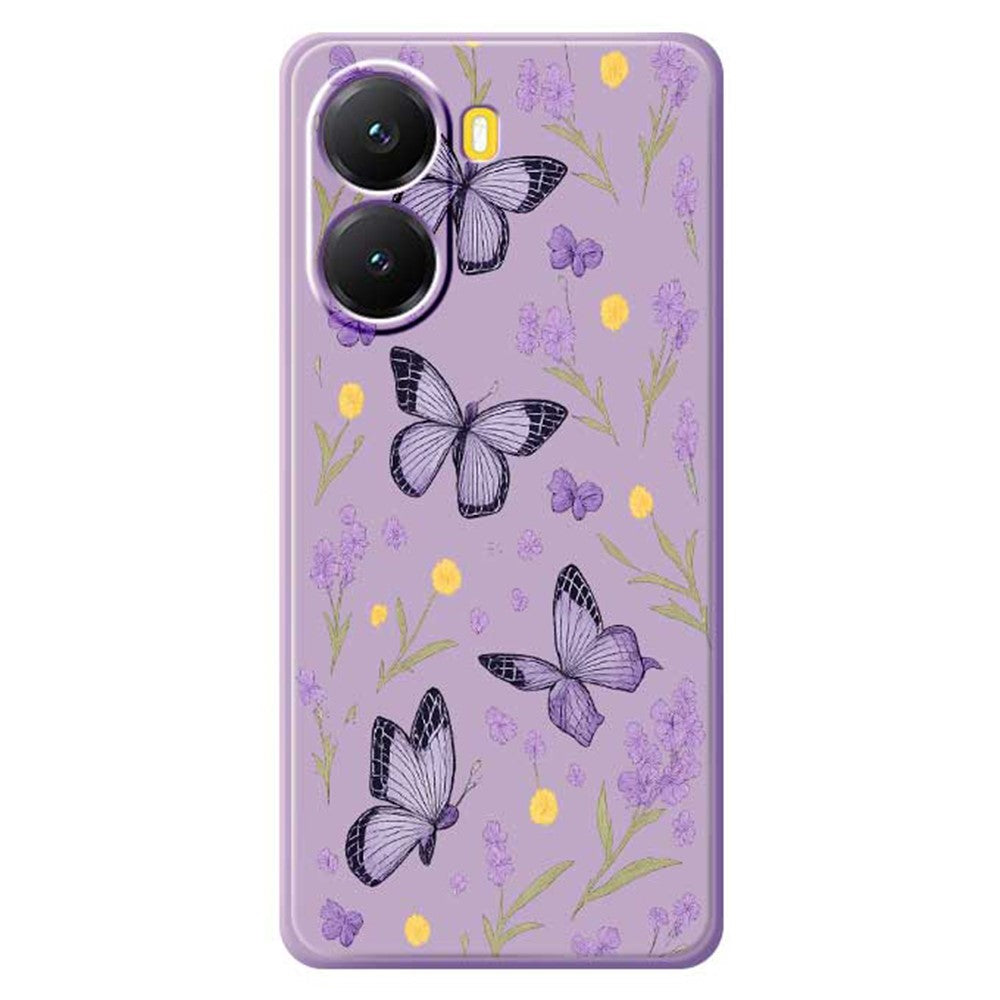 For Xiaomi Redmi Turbo 4 5G  /  Poco X7 Pro 5G Case Purple Butterflies Pattern Printing Straight Edge TPU Phone Back Cover