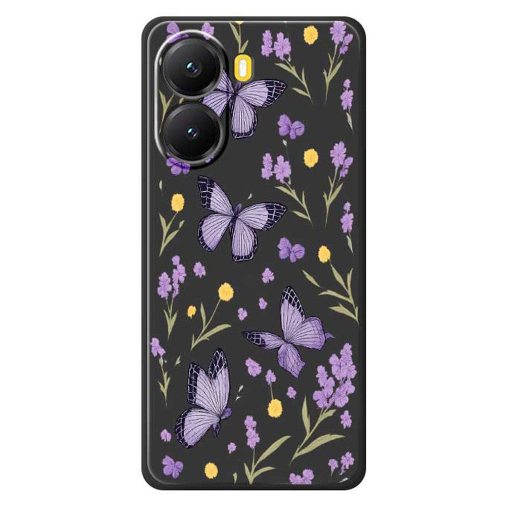 For Xiaomi Redmi Turbo 4 5G  /  Poco X7 Pro 5G Case Purple Butterflies Pattern Printing Straight Edge TPU Phone Back Cover
