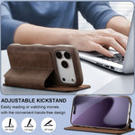 LC.IMEEKE For iPhone 18 Pro / 17 Pro Case Card Holder Stand Leather Phone Cover