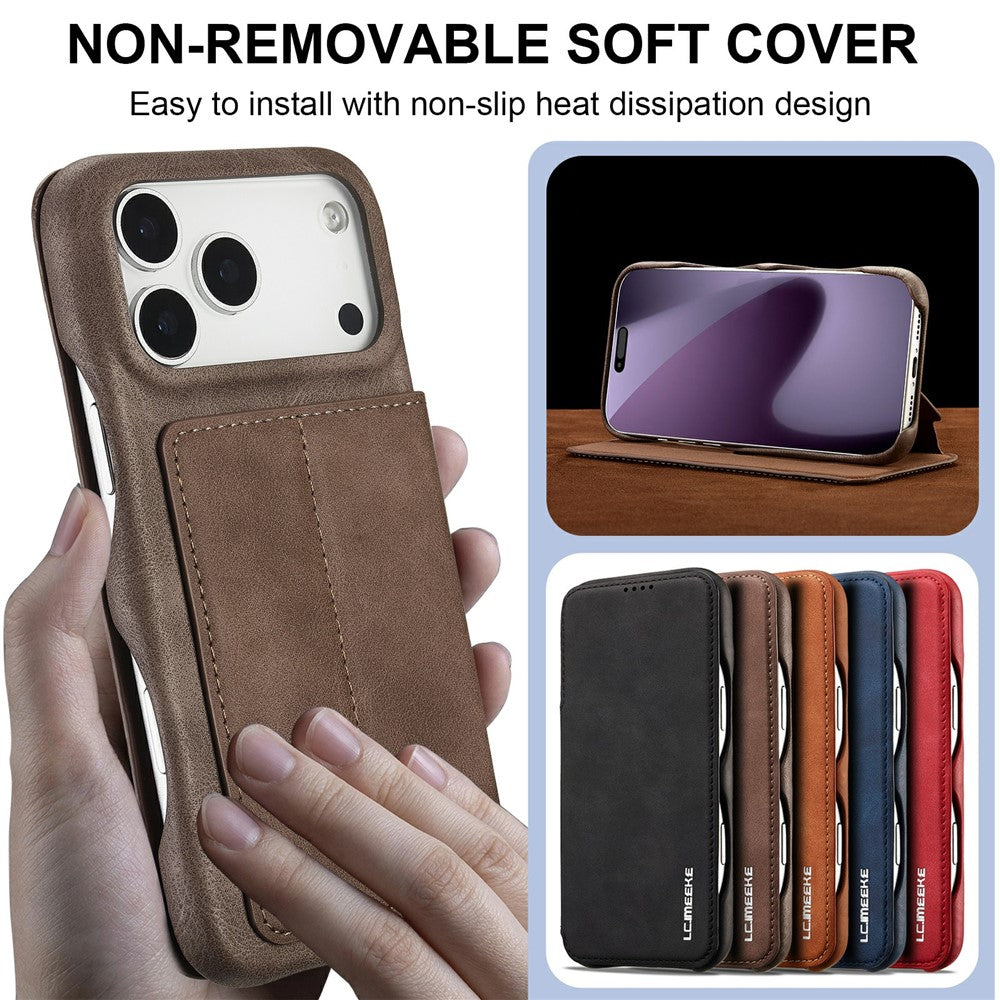 LC.IMEEKE For iPhone 18 Pro / 17 Pro Case Card Holder Stand Leather Phone Cover