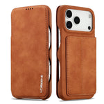 LC.IMEEKE For iPhone 18 Pro / 17 Pro Case Card Holder Stand Leather Phone Cover