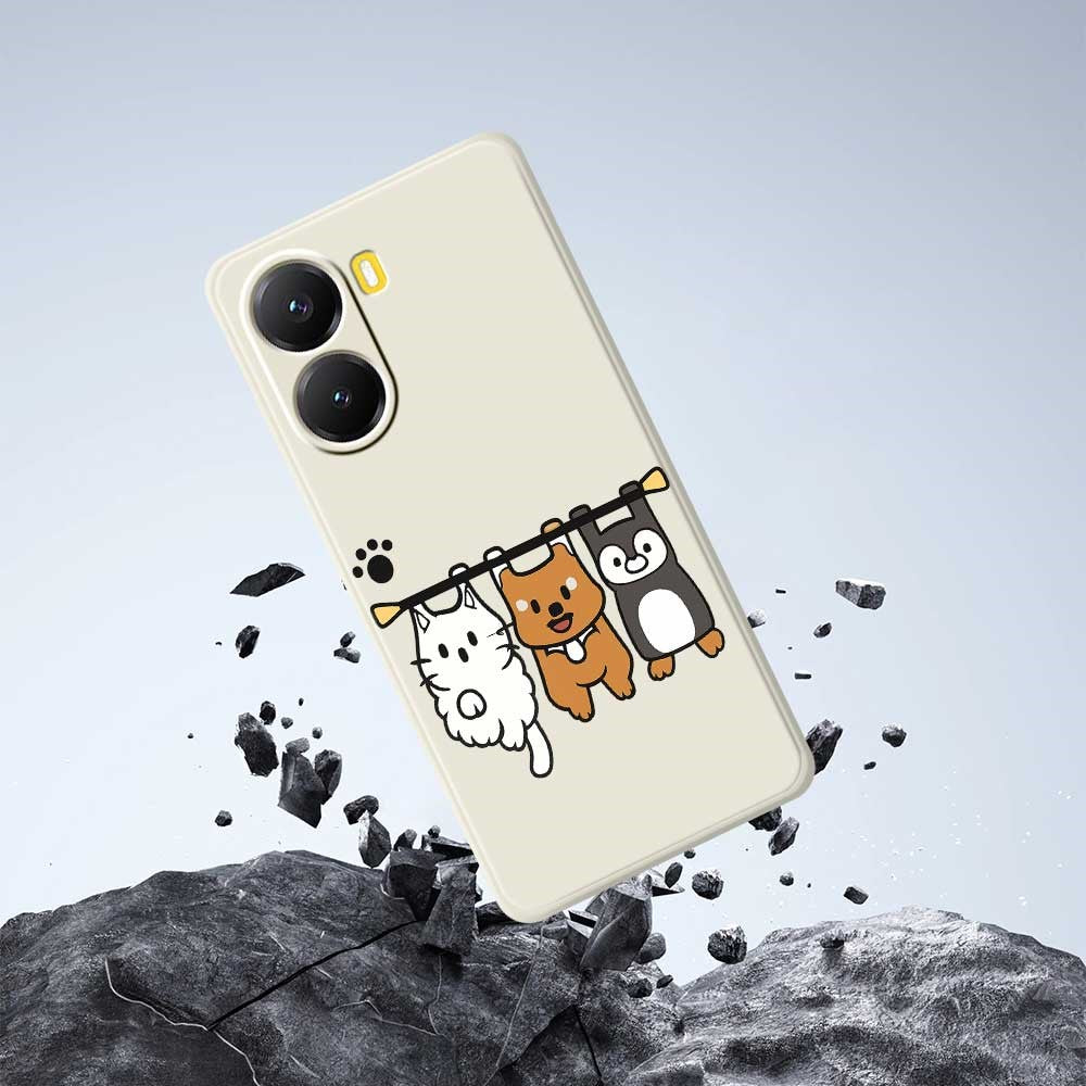 Xiaomi Redmi Turbo 4 5G / Poco X7 Pro 5G-skal med tre djurdockor, mönstertryck, rak kant, TPU-mobilbaksida