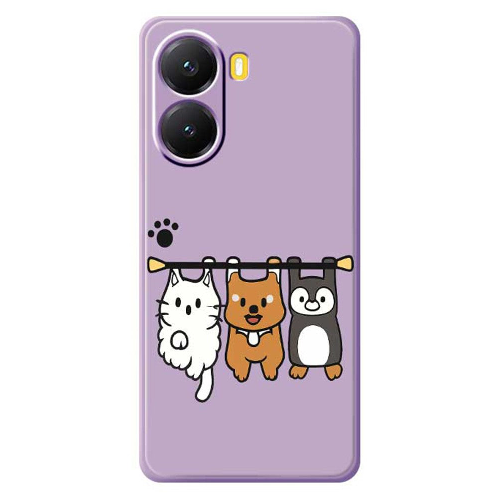 Xiaomi Redmi Turbo 4 5G / Poco X7 Pro 5G-skal med tre djurdockor, mönstertryck, rak kant, TPU-mobilbaksida