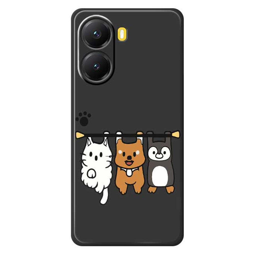 Xiaomi Redmi Turbo 4 5G / Poco X7 Pro 5G-skal med tre djurdockor, mönstertryck, rak kant, TPU-mobilbaksida