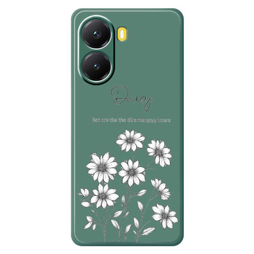 For Xiaomi Redmi Turbo 4 5G  /  Poco X7 Pro 5G Case Sketch Flowers Pattern Printing Straight Edge TPU Phone Back Cover