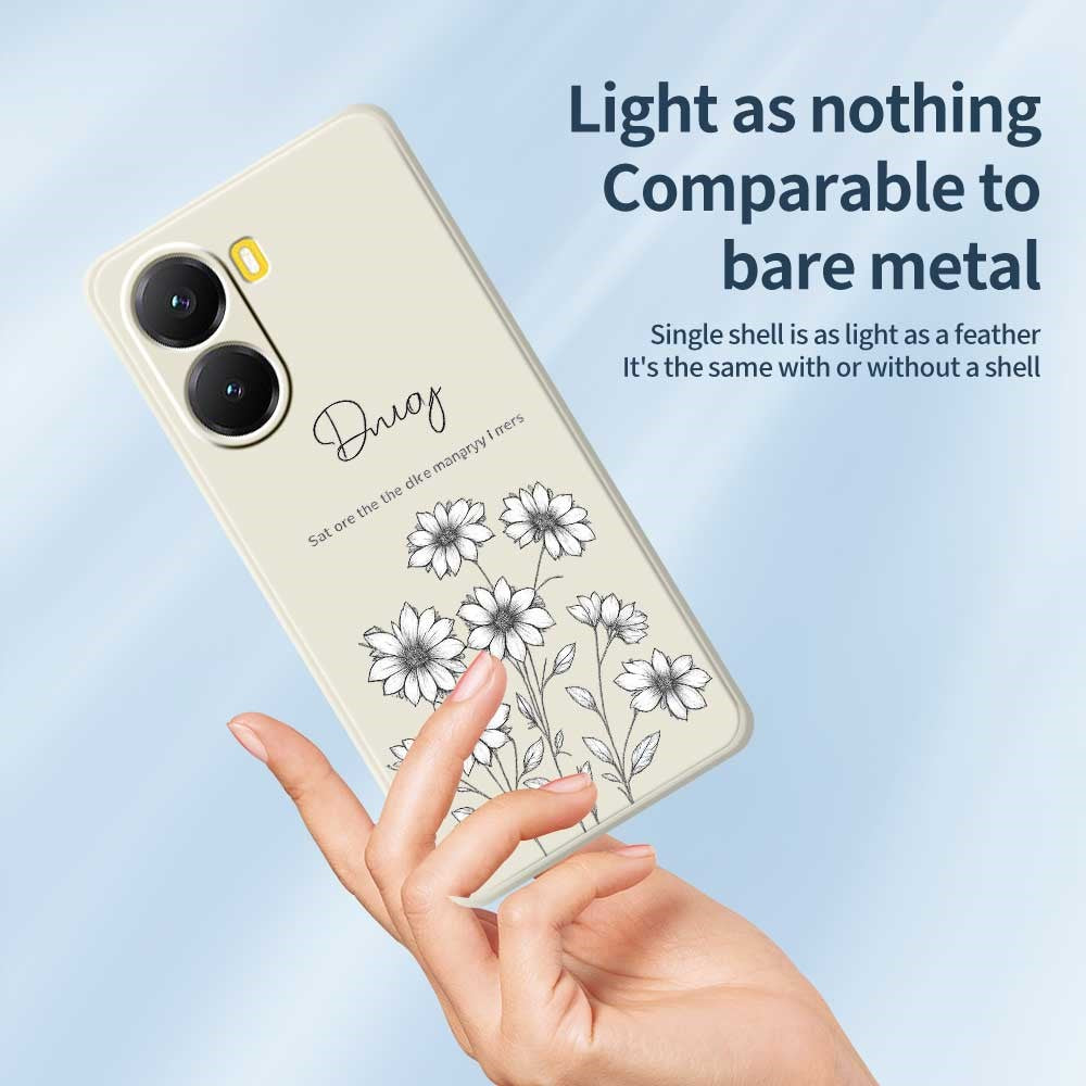 For Xiaomi Redmi Turbo 4 5G  /  Poco X7 Pro 5G Case Sketch Flowers Pattern Printing Straight Edge TPU Phone Back Cover