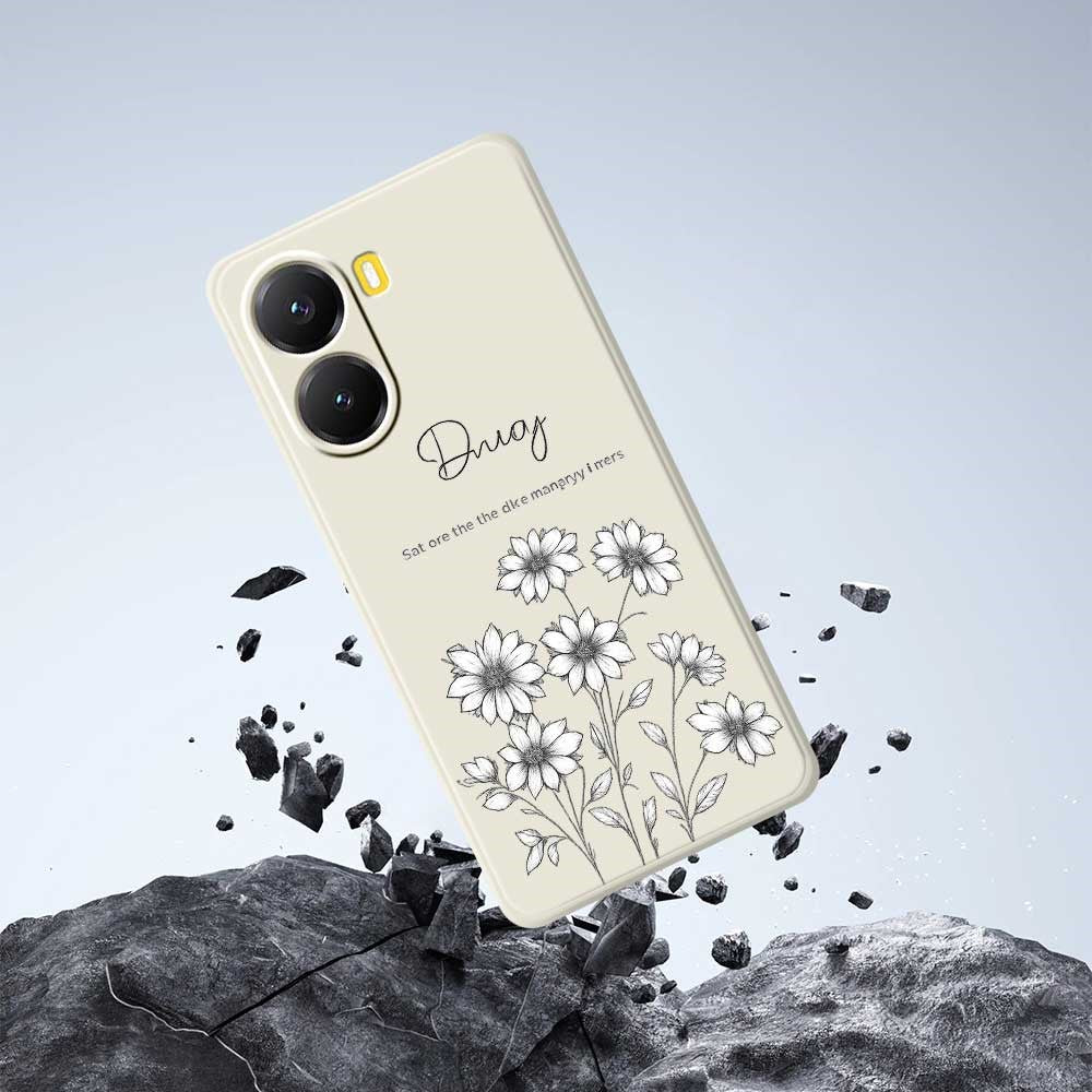 For Xiaomi Redmi Turbo 4 5G  /  Poco X7 Pro 5G Case Sketch Flowers Pattern Printing Straight Edge TPU Phone Back Cover