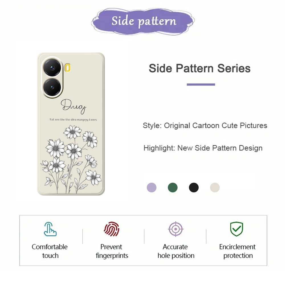 For Xiaomi Redmi Turbo 4 5G  /  Poco X7 Pro 5G Case Sketch Flowers Pattern Printing Straight Edge TPU Phone Back Cover