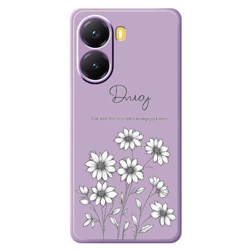 For Xiaomi Redmi Turbo 4 5G  /  Poco X7 Pro 5G Case Sketch Flowers Pattern Printing Straight Edge TPU Phone Back Cover