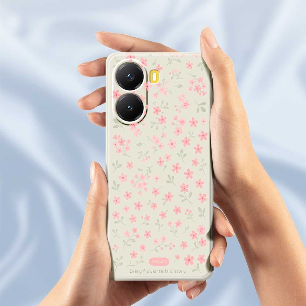 For Xiaomi Redmi Turbo 4 5G  /  Poco X7 Pro 5G Case Pink Small Flowers Pattern Printing Straight Edge TPU Phone Back Cover