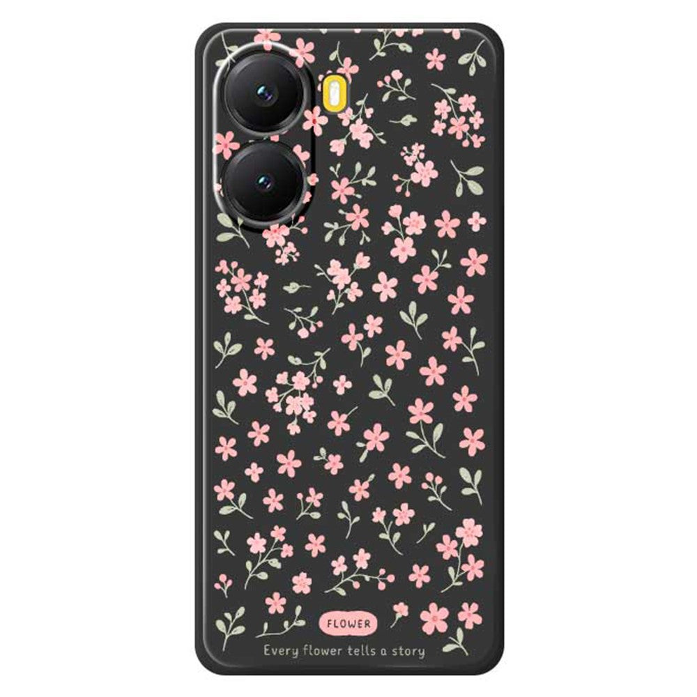 For Xiaomi Redmi Turbo 4 5G  /  Poco X7 Pro 5G Case Pink Small Flowers Pattern Printing Straight Edge TPU Phone Back Cover