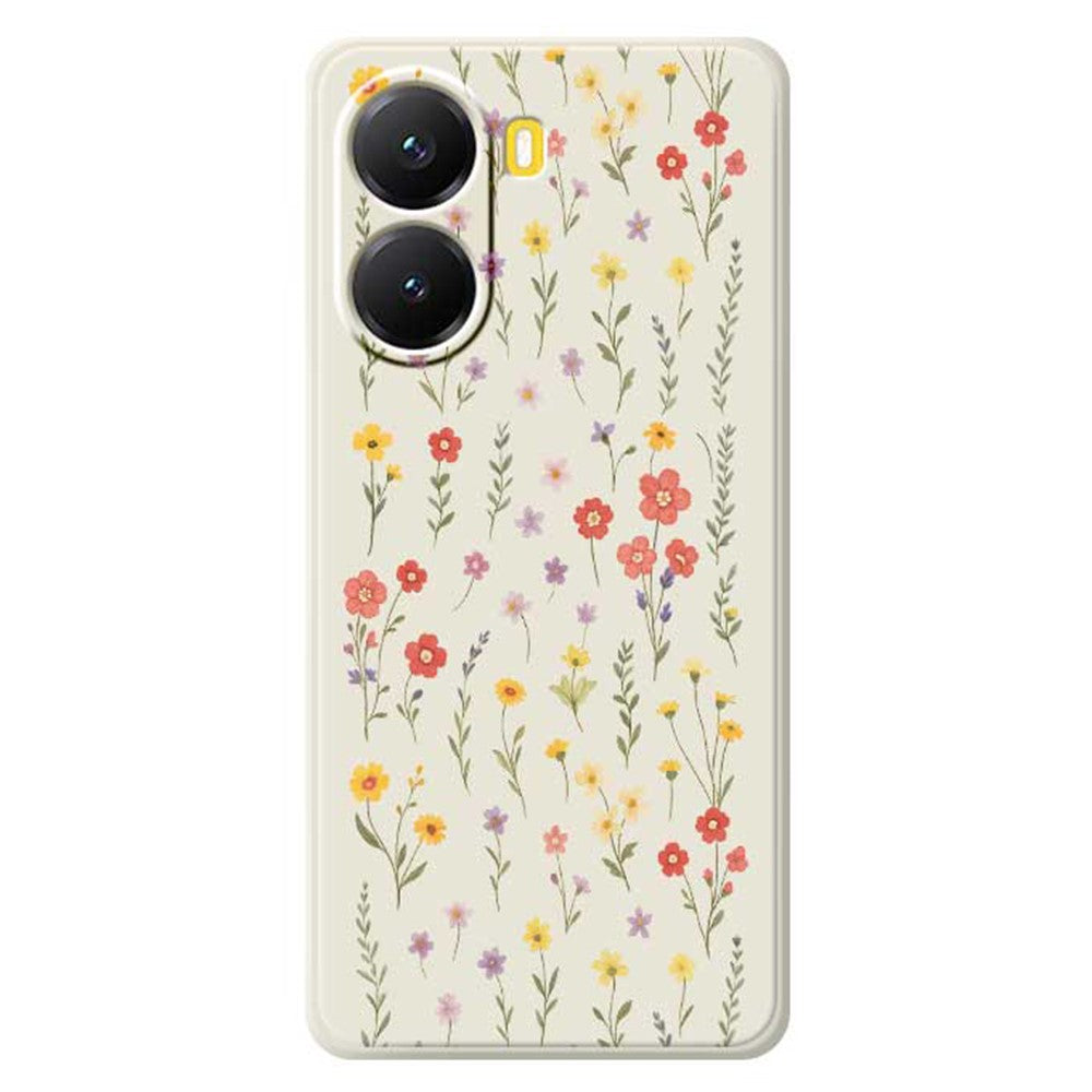 Xiaomi Redmi Turbo 4 5G / Poco X7 Pro 5G skal blommor och gräsmönster tryck rak kant TPU mobil baksida