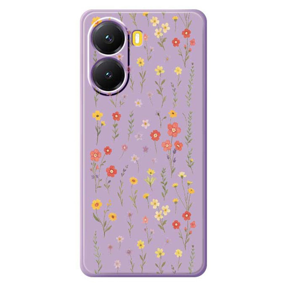 Xiaomi Redmi Turbo 4 5G / Poco X7 Pro 5G skal blommor och gräsmönster tryck rak kant TPU mobil baksida