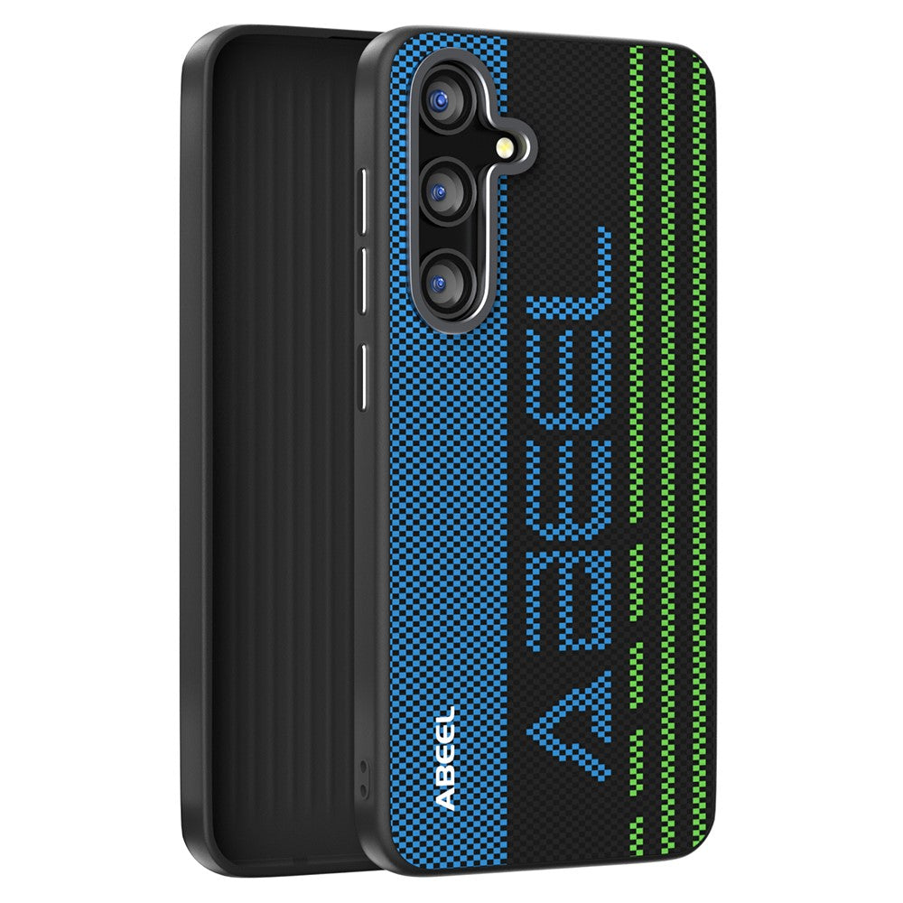 ABEEL For Samsung Galaxy S25 FE Magnetic Case Micro-Embossing 6D Printed PC TPU Aluminum Alloy Leather Phone Cover