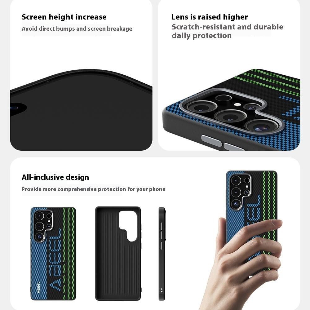 ABEEL For Samsung Galaxy S25 FE Magnetic Case Micro-Embossing 6D Printed PC TPU Aluminum Alloy Leather Phone Cover
