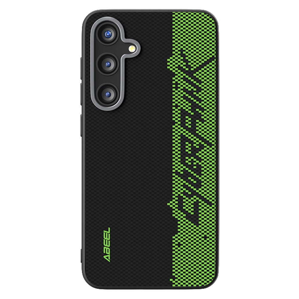 ABEEL For Samsung Galaxy S25 FE Magnetic Case Micro-Embossing 6D Printed PC TPU Aluminum Alloy Leather Phone Cover