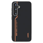 ABEEL For Samsung Galaxy S25 FE Magnetic Case Micro-Embossing 6D Printed PC TPU Aluminum Alloy Leather Phone Cover