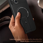 For iPhone 15 Case with Kickstand Carbon Fiber Texture PC + TPU Phone Cover