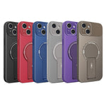 For iPhone 15 Case with Kickstand Carbon Fiber Texture PC + TPU Phone Cover