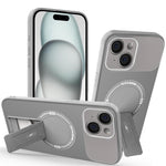For iPhone 15 Case with Kickstand Carbon Fiber Texture PC + TPU Phone Cover