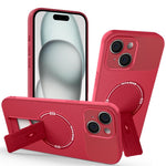 For iPhone 15 Case with Kickstand Carbon Fiber Texture PC + TPU Phone Cover
